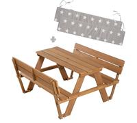 Juego de jardín infantil "Picknick para 4" de roba Kinder Outdoor+, que incluye cojines, 2 bancos y está fabricado en madera maciza, resistente a la intemperie