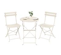 Juego de Jardín Plegable con 2 Sillas y 1 Mesa para Balcón Beige Capuchino