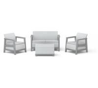 Juego de jardín Scandi Linea de Keter para 4 personas, con sofá y mesa auxiliar con espacio de almacenamiento, color gris claro