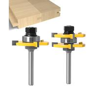 Juego de lengüetas y ranuras - APLUS Juego de brocas de enrutador [2 piezas] - Herramienta de fresado de madera para trabajar la madera con mango Herramienta de corte de la máquina de grabado (6mm)