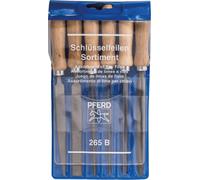 Pferd Juego de 6 limas para llaves – Mango de madera, corte entrefino 2, 100 mm – 265 B