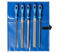 Juego de limas para metal, 5 piezas, longitud 250 mm, paso 3. Archivador ergonómico en estuche enrollable - 11800543