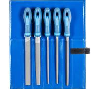 Juego de limas para metal, 5 unidades, longitud 200 mm, paso 2. Archivador ergonómico en estuche enrollable - 11800532