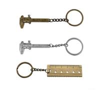 Juego de llaveros Vernier Caliper 3pcs Herramienta de medición de aleación de zinc Compacto 0-4cm Regla portátil ligera Escala manual Plata Retro para bolsillo DIY Viajes Ingenieros Estudiantes