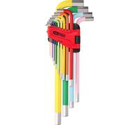 Juego de llaves acodadas extralargas KS Tools, hexágono interior, en pulgadas