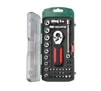 Juego de llaves de carraca, herramientas mecánicas de 72 dientes con brocas Torx Star, kit de reparación automotriz de acero al cromo vanadio para espacios reducidos, caja de almacenamiento verde