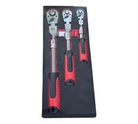 Juego de llaves de trinquete con vástago extensible, diseño de cabeza flexible de 1/2 pulgadas, 3/8 pulgadas, 1/4 pulgadas para uso automotriz e industrial, juego de herramientas de acero