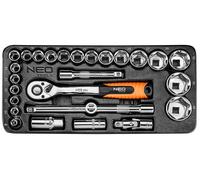 Juego de llaves de trinquete y vasos de 1/2" NEO TOOLS 84-238, 27 piezas