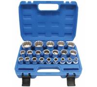 Juego de Llaves de Vaso 1/2" Poligonales 12 Cantos - 21 Piezas | Set Profesional de Vasos Métricos | Accesorios para Taller y Mecánica