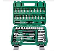 Juego de llaves de vaso de 53 piezas de 1/4 pulgadas con trinquete de 72 dientes, kit de herramientas de reparación automotriz con estuche de almacenamiento