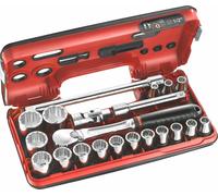 Juego de llaves de vaso Facom, 1/2", en estuche D-Box, 21 piezas