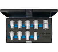 Juego de llaves de vaso Gedore de 1/2", 9 piezas, para tornillos TORX externos, tamaños E10 a E24 y TX 19, modelo E-09