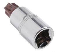 Juego de llaves de vaso para brocas Torx T20-T70 1/2 pulgada Drive Professional Star Sockets Construcción de aleación de alto par para mantenimiento de camiones Plata (T60)