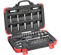 Juego de llaves de vaso VIGOR V2305N, 3/8", con perfil hexagonal exterior, perfil en T y perfil interior
