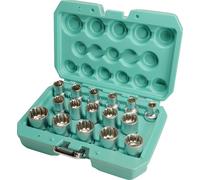 Juego de llaves de vaso XZN de 1/2 pulgada, 16 piezas, marca WIESEMANN 1893. Incluye: juego de tuercas Gearlock de acero Q-30, insertos de múltiples dientes para uso interno. Incluye un práctico estuc
