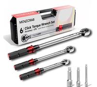 Juego de llaves dinamométricas - 6 piezas - 5-220 Nm - Mecánicas - Con extensiones - Para automóviles, motocicletas y bicicletas
