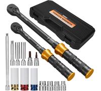 Juego de llaves dinamométricas de 15 piezas, de 1/2" y 3/8", con un rango de 5-220 Nm, y extensiones para uso en talleres