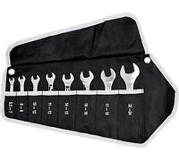 Kunzer 7SLS08 Juego de llaves especiales (8 piezas, acero, 5,5-24 mm, doble llave inglesa con funda enrollable)