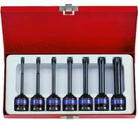 Juego de llaves Torx largas de 1/2", 7 piezas, con punta Torx, para caseta. Rango: T25 - T60. Marca: King Tony