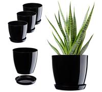 Juego de macetas KADAX con posavasos, 18 cm, negro, 3 piezas