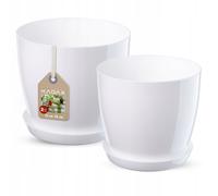 KADAX Macetero con plato, maceta de plástico, maceta redonda para interiores, maceta para flores y plantas de interior, maceta para hierbas (juego de 2 - 18 + 20 cm, blanco)