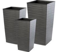 KADAX Maceteros altos interior y exterior – plástico texturizado, grafito 46,5/57,5/68 cm