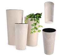 KADAX Maceteros Altos para Interior y Exterior, Macetas Grandes y Decorativas para Plantas de Gran Tamaño y Árboles Pequeños (Crema, Juego de 3)