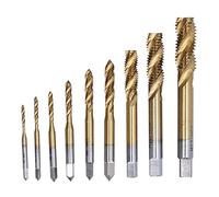 Juego de machos de roscar con flauta en espiral, herramienta manual de roscado HSS recubierta de titanio, 9 tallas M2 - M12 para crear roscas internas, con diseño de flauta en