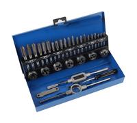 Juego de machos y matrices de acero de aleación de piezas con llave y calibre de rosca, paso grueso M3-M12, herramientas de roscado esenciales con machos de roscar para