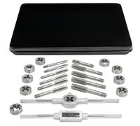 Juego de machos y matrices en pulgadas 24 piezas con maletín de metal