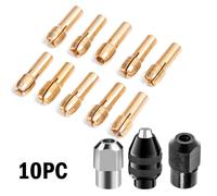 Juego de mandriles de cobre de pulido eléctrico, rango de 0,5-3,2mm, pinzas de cobre de 4 pétalos con pinza madre de bloqueo para Mini taladro Dremel, 10 Uds. B
