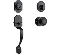 Juego de manija y cerradura de seguridad para puerta principal, juego de cerraduras para puerta principal en color mate con pomo interior, juego de manijas de un solo cilindro con espaciado de agujero