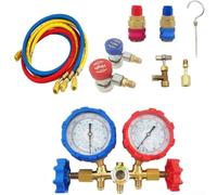 Juego de manómetros de colector Kit de herramientas de diagnóstico de aire acondicionado, para R12, R22, R404A, R134A, juego de servicio de refrigeración A/C, temperatura de trabajo de -20 ℃ a 60 ℃(A)