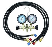 Juego de manómetros de colector para R134a R410A R404A - Kit de manómetro HVAC resistente con escalas de color - 31 x 25 x 13 cm