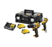 DEWALT DCK2111L2T-QW - KIT 12V sin escobillas = DCD706 Taladro Percutor XR + DCF801 Atornillador Impacto XR + Maletín TSTAK II con 2 baterías Li-Ion 3Ah