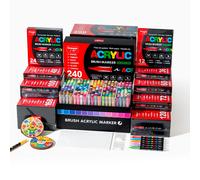 Juego de marcadores de artista profesional, 12-240 colores/caja, marcadores acrílicos líquidos de línea recta con dibujo de punta suave, pintura artística de Graffiti DIY 12 pcs Black