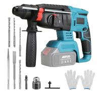 Juego de martillo perforador inalámbrico, 2,5 J sin escobillas, compatible con Makita 18 V BL Series Battery, con 3 brocas SDS-Plus y 2 cinceles, mango antivibración para hormigón, metal y madera (sin
