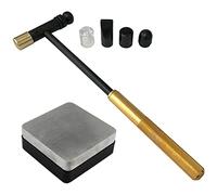 Juego de martillos de precisión intercambiables de 6 cabezales con bloque de yunque de acero y goma de 6,3 cm, herramienta para hacer joyas