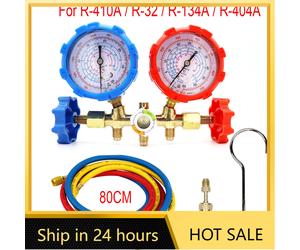 Juego de medidores de colector de diagnóstico de CA de 3 vías R410a para carga frecuente, compatible con R32 R410a R-404A R-134a, medidor de colector de refrigeración de aire Set2