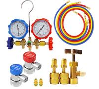 Juego de medidores de colector de refrigerante, herramienta de diagnóstico de aire acondicionado, manguera de gancho para carga de refrigerante R410A R22 R404A R134A SET4