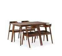 Juego de mesa 140x80 cm y 4 sillas de comedor venus color nogal