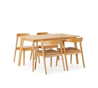 Juego de mesa 140x80 cm y 4 sillas de comedor venus color roble