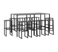 Juego De Mesa Alta Y Taburetes De Jardín 11 Piezas Acero Negro Vidaxl