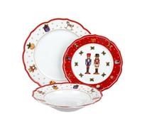 Juego de mesa con 3 platos de Navidad, diseño de soldados, color rojo