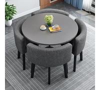 Juego de mesa de centro redonda de 4 plazas, 5 piezas simples para comedor, conferencia/reunión, oficina, recepción, club, cafetería, balcón, sala de estar (color: