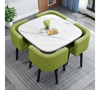 Juego de mesa de comedor de cocina de 5 piezas con 4 sillas, mesa pequeña cuadrada y redonda, moderna, ideal para comedor, cocina, recepción y pequeñas áreas de conferencias