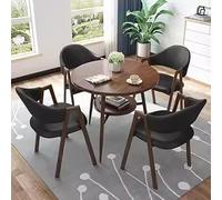 Juego de mesa de comedor de cuero, mesa redonda de 5 piezas con 4 sillas, para cocina, comedor, rincón de desayuno, sala de estar, oficina, recepción, club lounge