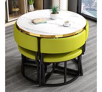 Juego de mesa de comedor pequeña para 4 personas, juego de comedor redondo de mármol de 4 piezas con respaldo de poliuretano, mesa auxiliar multifuncional para cocina, sala de estar, sala de
