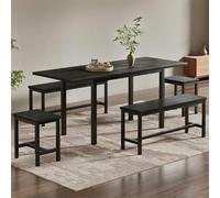 Juego de mesa de comedor plegable con 4 sillas negras, extensibles 160/120 x 70 x 75 cm, asientos 6, multifuncional, diseño que ahorra espacio para el hogar y el comedor.