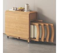 Juego de mesa de comedor plegable extensible con 4 sillas, mesa de madera maciza que ahorra espacio para cocina, sala de estar y restaurante, 1,4 m